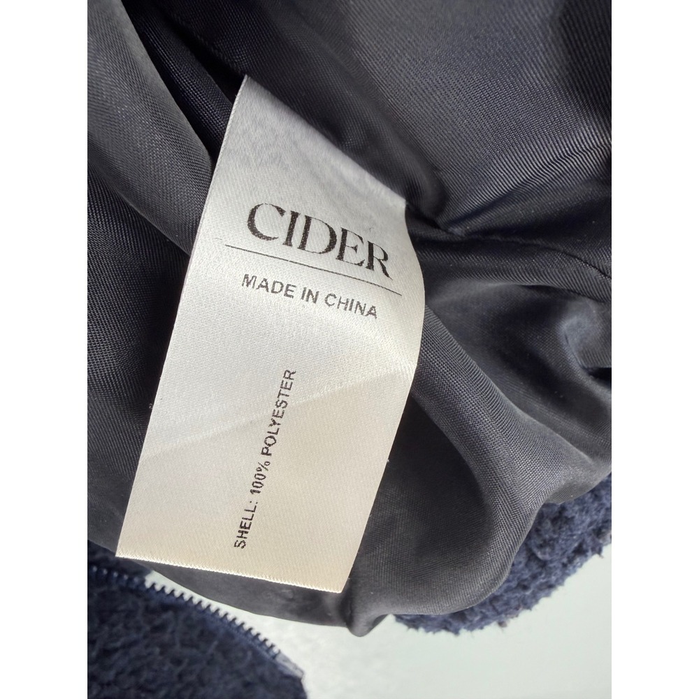 Cider Womens Jacket Navy Blue Floral Fruit Sherpa Fleece Zip Up M - Picture 4 of 5